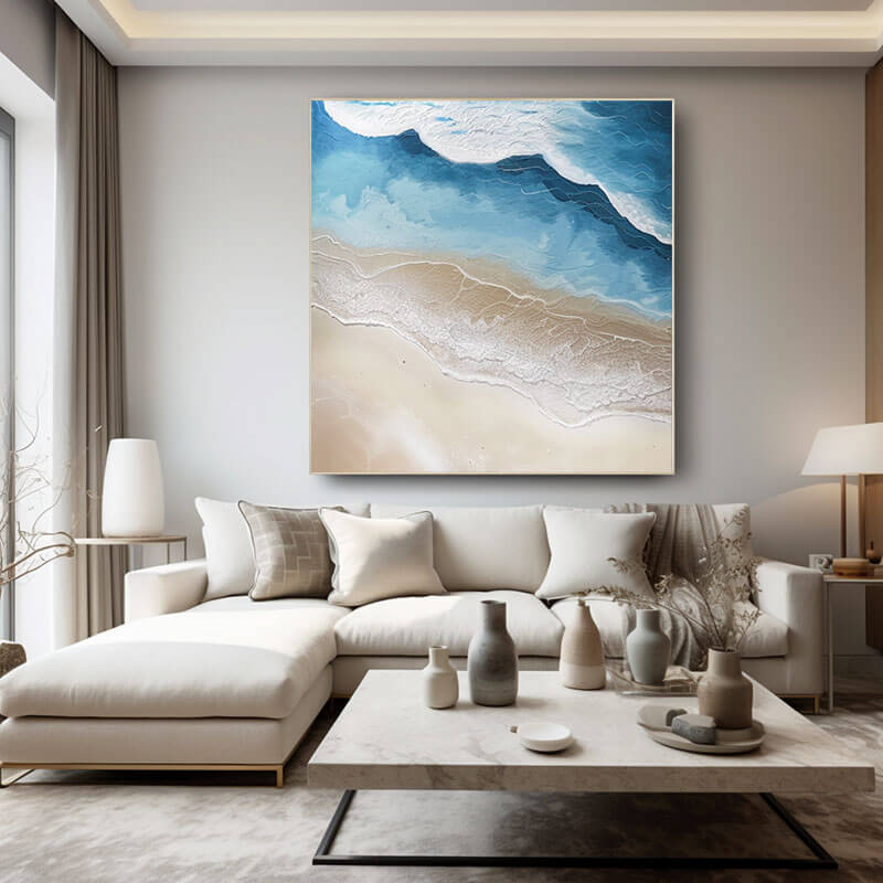 Abstract Landscape Painting on Canvas - Song On The Beach - Hues Art Lab