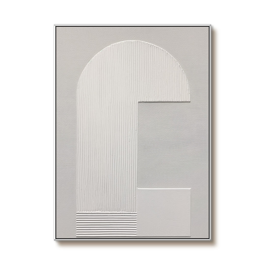 Geometric White Wall Art - Contemporary Textured Minimalism - Spaced Out - Hues Art Lab