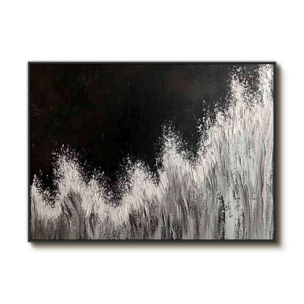 Black and White Abstract Art Painting - Splash - Hues Art Lab