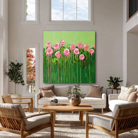 Spring Garden modern botanical painting with spring bloom texture