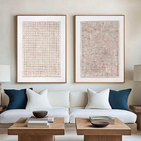 Textured Minimalist Wall Art Set of 2 - Step I - Hues Art Lab