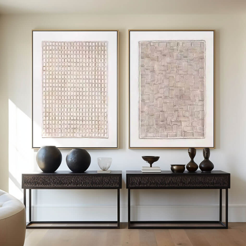 Textured Minimalist Wall Art Set of 2 - Step I - Hues Art Lab