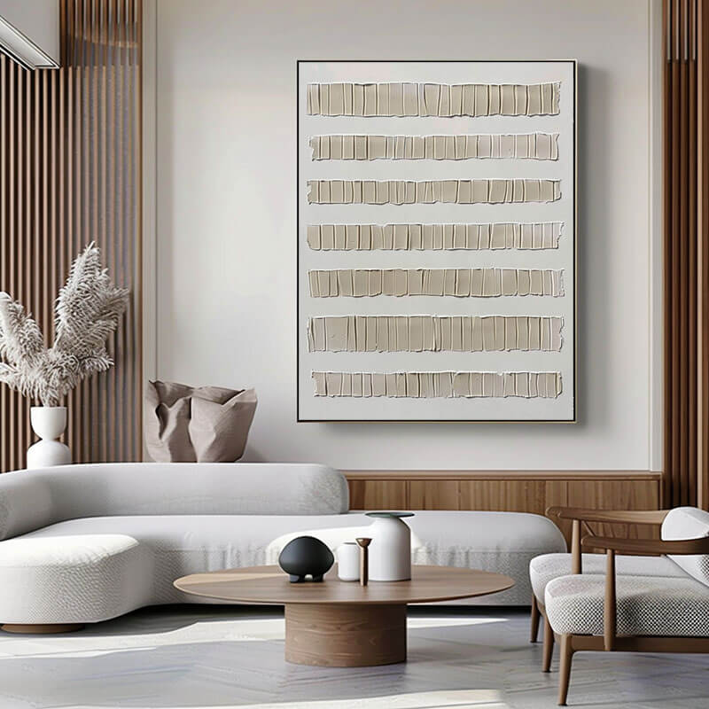 Beige and Brown Wabi Sabi Wall Art - Structured Harmony II - Hues Art Lab