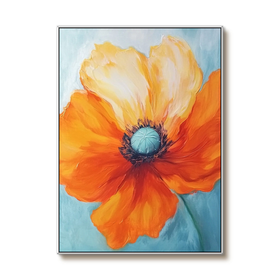 Summer Focus orange floral artwork with bold summer blooms