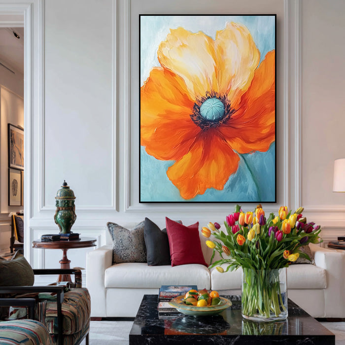 Summer Focus gallery view of orange impasto floral canvas art