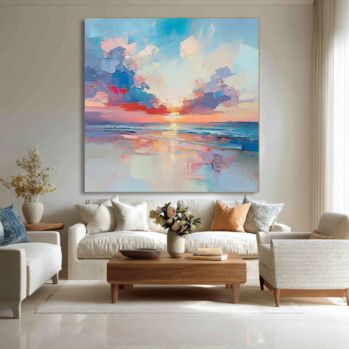 Sunset Kiss large sunset wall art for coastal home decor