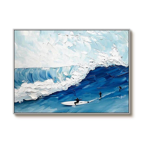 Large Original Textured Wall Art Painting - Surfing - Hues Art Lab