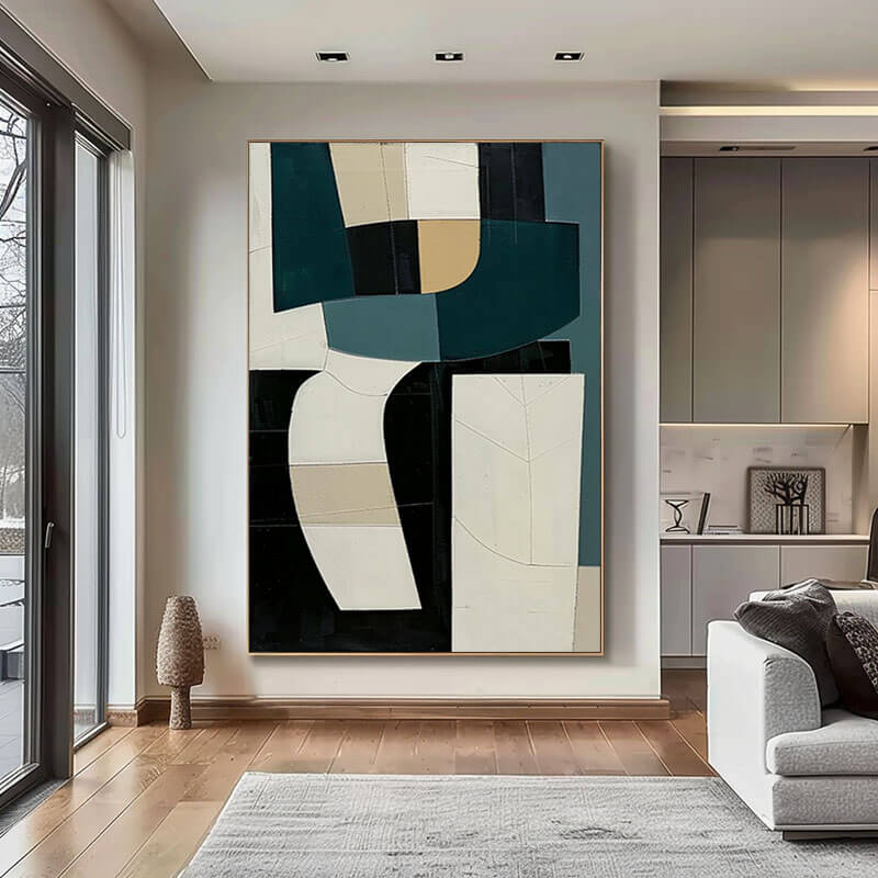 Modern Minimalist Abstract Wall Art - Tectonic Interplay - Hues Art Lab