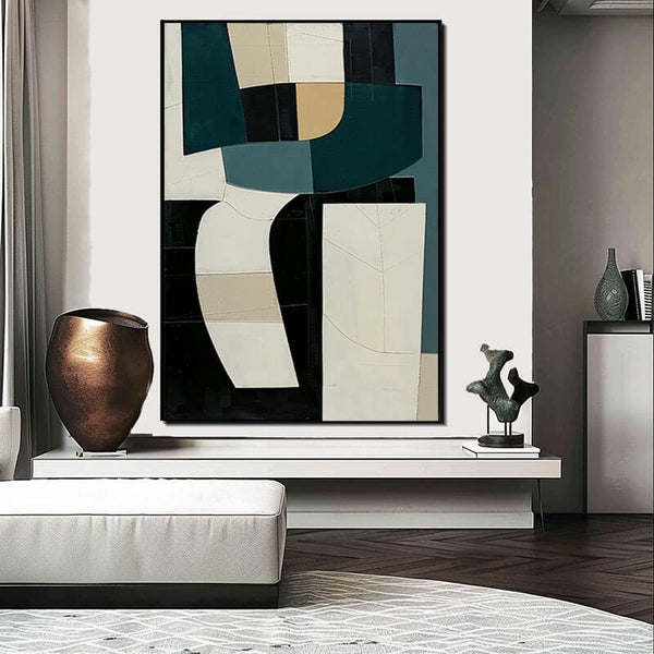 Modern Minimalist Abstract Wall Art - Tectonic Interplay - Hues Art Lab