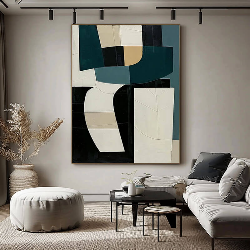 Modern Minimalist Abstract Wall Art - Tectonic Interplay - Hues Art Lab