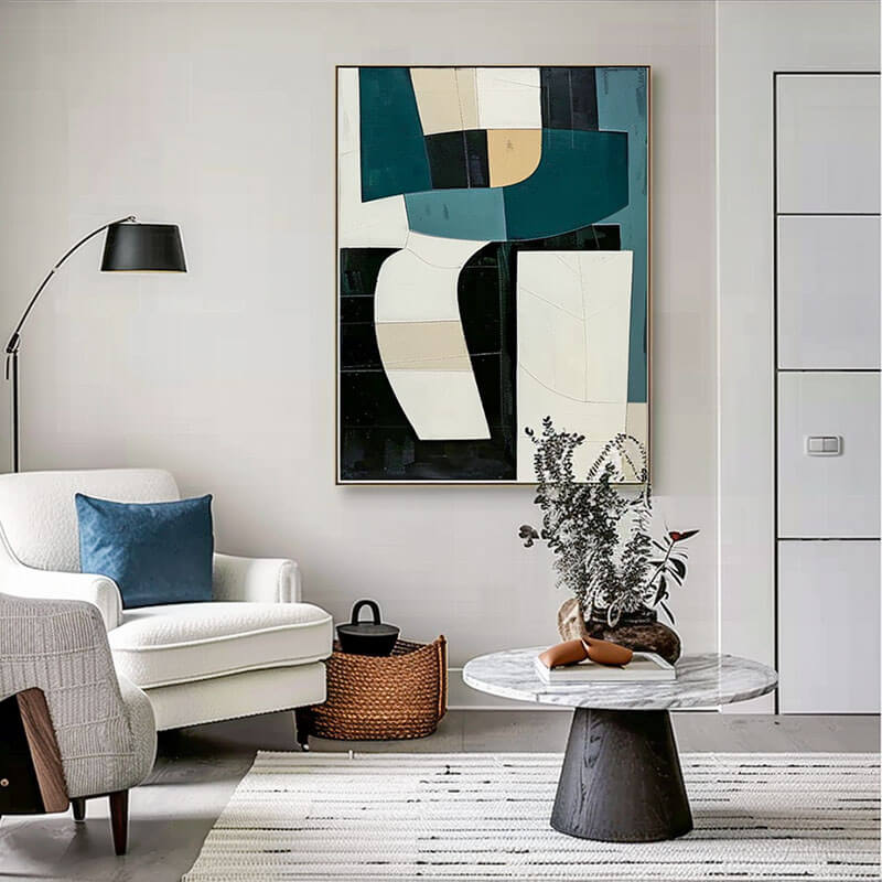 Modern Minimalist Abstract Wall Art - Tectonic Interplay - Hues Art Lab