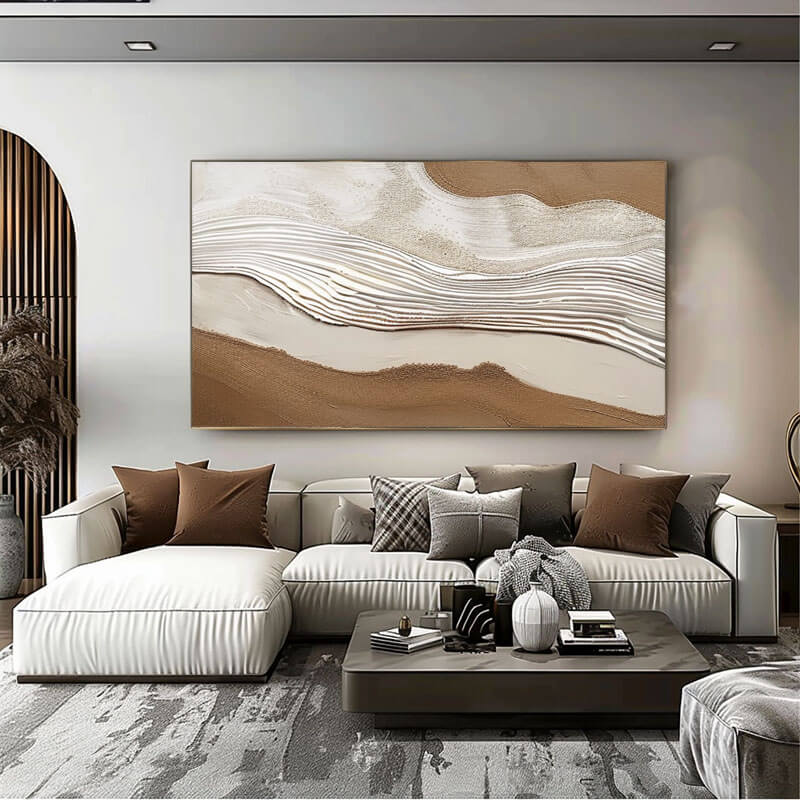 Brown Minimalist Abstract Canvas Art Painting - Terra Sway - Hues Art Lab