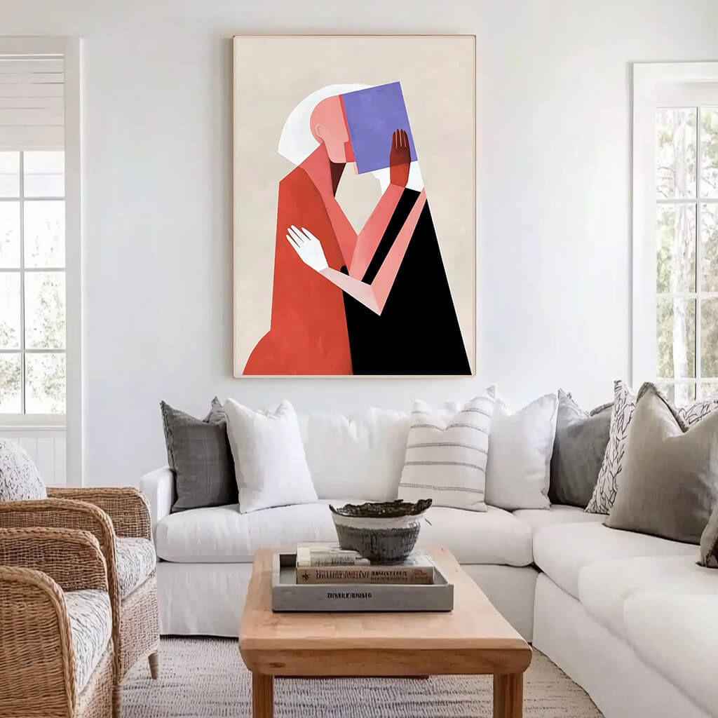 Bauhaus Inspired Abstract Couple Diptych Wall Art | Minimalist