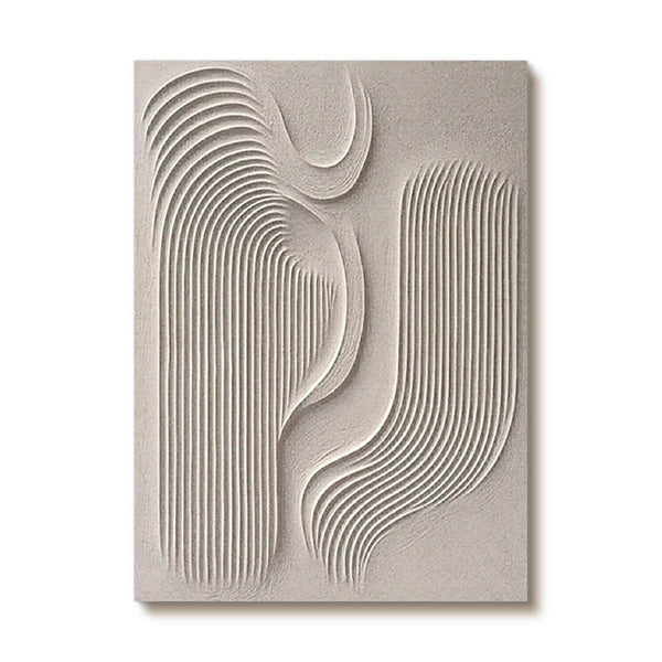 Curved Line Art in Neutral Beige - Modern Abstract Canvas Wall Decor - The Bends - Hues Art Lab