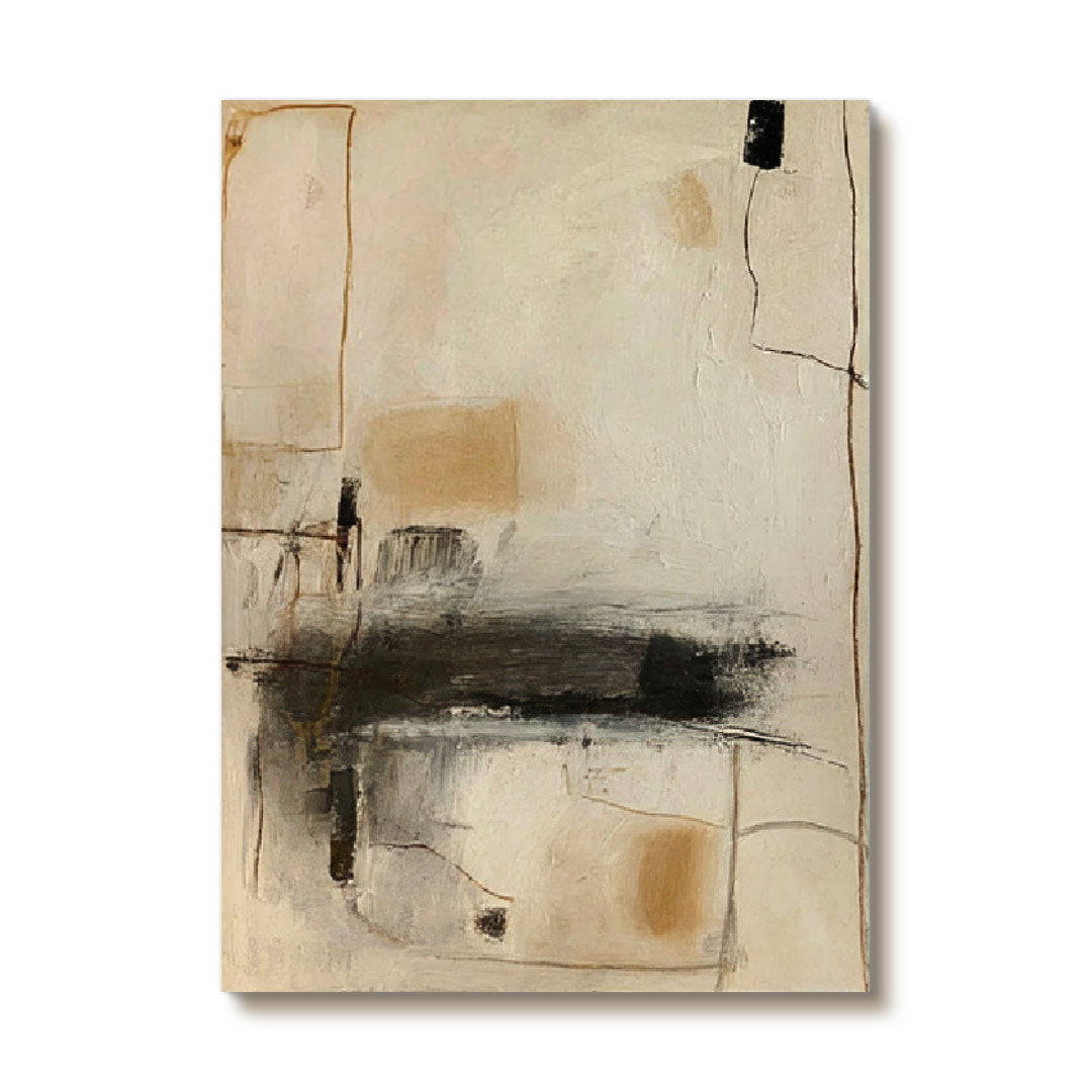 The Draft of Time earth tone abstract artwork with quiet linear marks