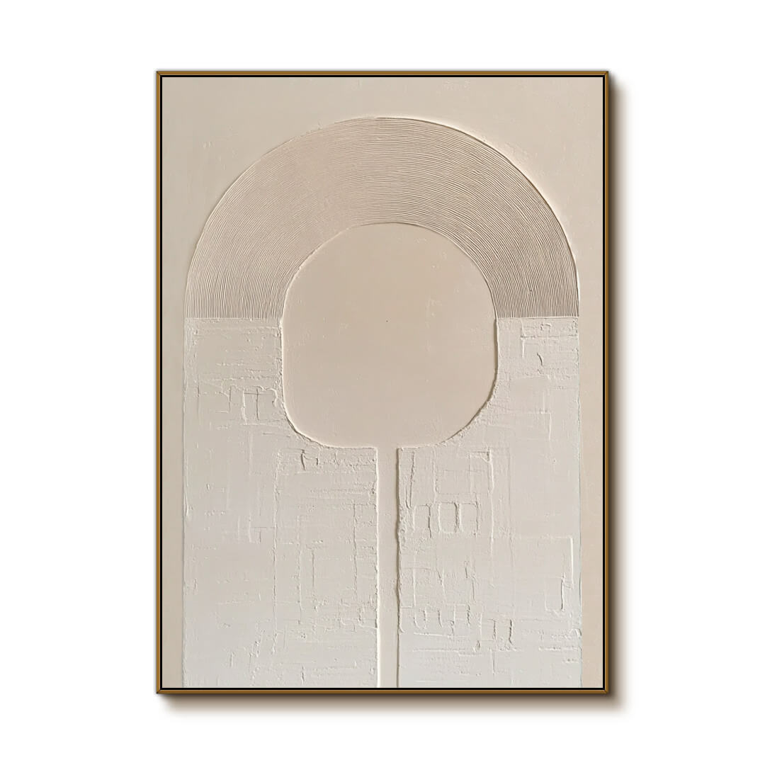 Contemporary Neutral Abstract Artwork - Elegant Beige Arch Design - The Escape - Hues Art Lab