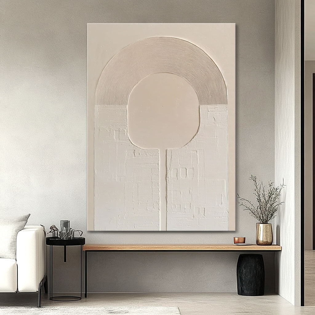 Contemporary Neutral Abstract Artwork - Elegant Beige Arch Design - The Escape - Hues Art Lab