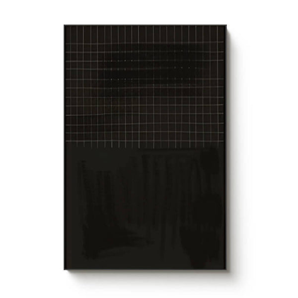 The Gridded Void - Black Large Minimalist Wall Art Painting - Hues Art Lab