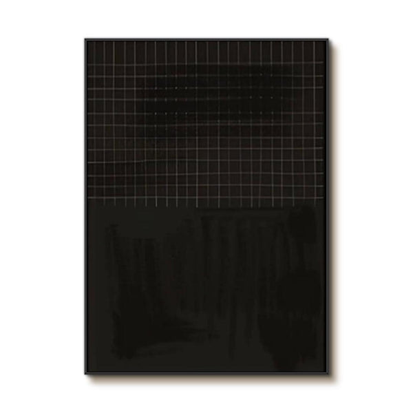 The Gridded Void - Black Large Minimalist Wall Art Painting - Hues Art Lab