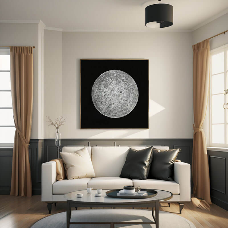 Large Original Canvas Art Painting - The Moon - Hues Art Lab