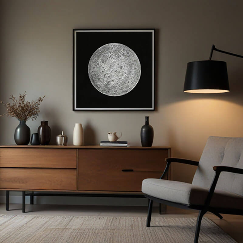 Large Original Canvas Art Painting - The Moon - Hues Art Lab