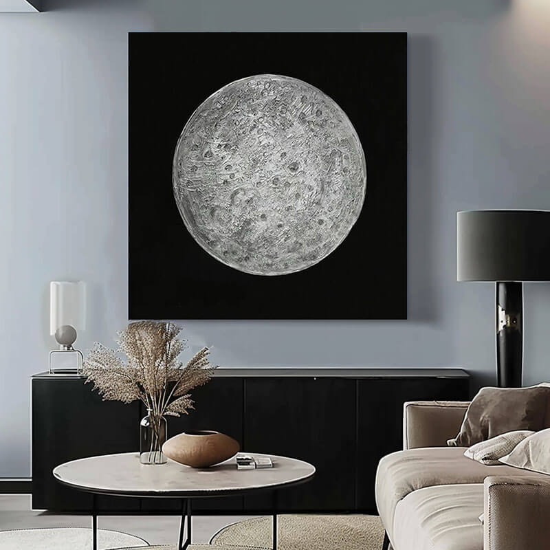 Large Original Canvas Art Painting - The Moon - Hues Art Lab