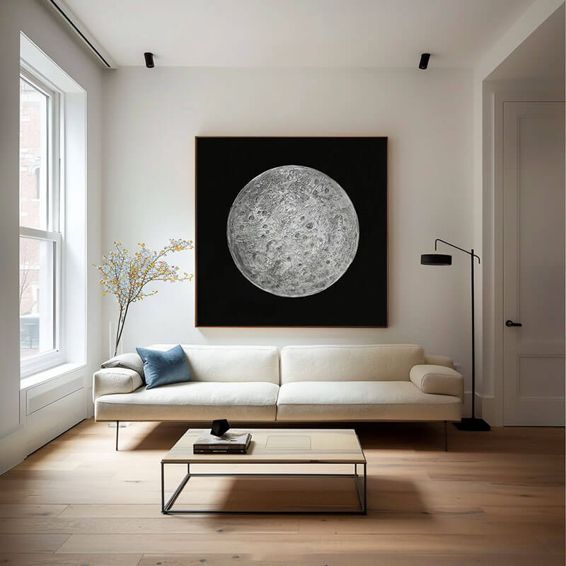 Large Original Canvas Art Painting - The Moon - Hues Art Lab