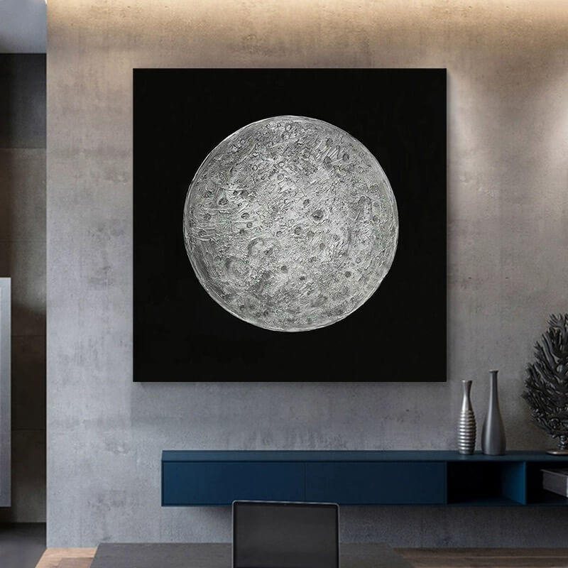 Large Original Canvas Art Painting - The Moon - Hues Art Lab