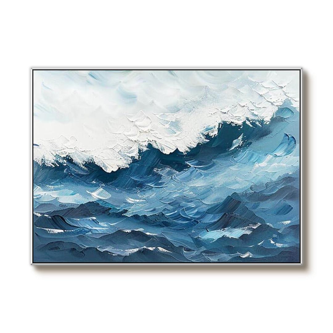 Large Blue Abstract Art Painting - The Ocean - Hues Art Lab