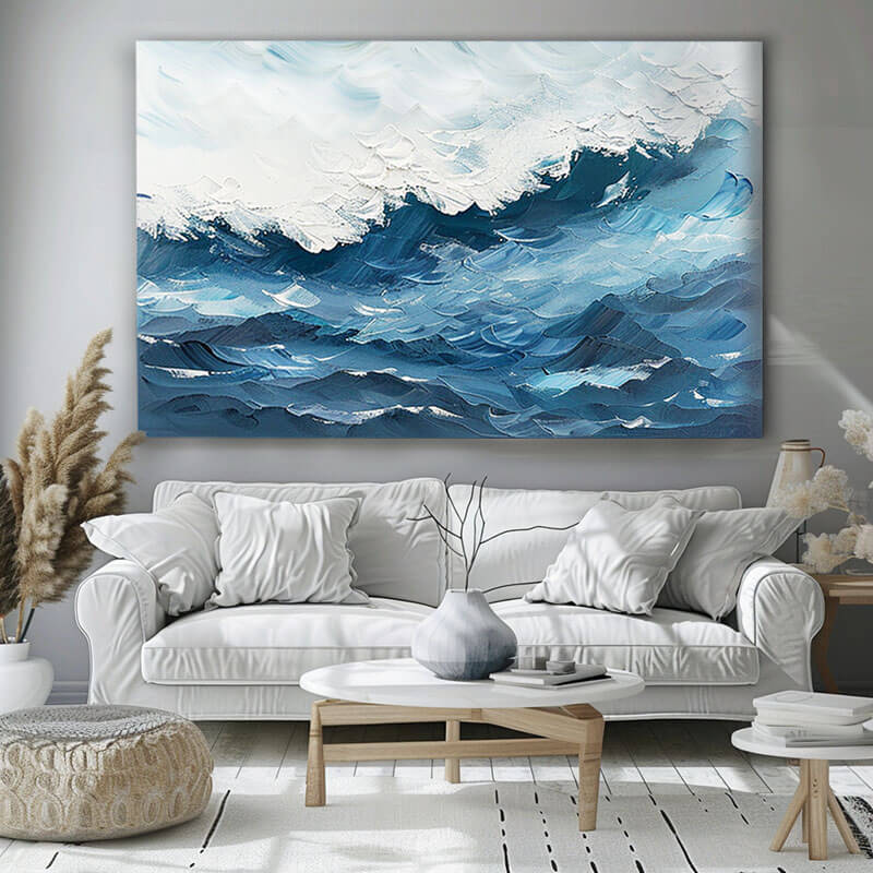 Large Blue Abstract Art Painting - The Ocean - Hues Art Lab