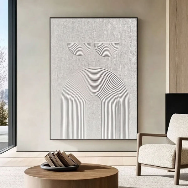 Abstract Minimalist Textured Line Art Painting - Elegant White Wall Decor by HuesArtLab - The Optimist - Hues Art Lab