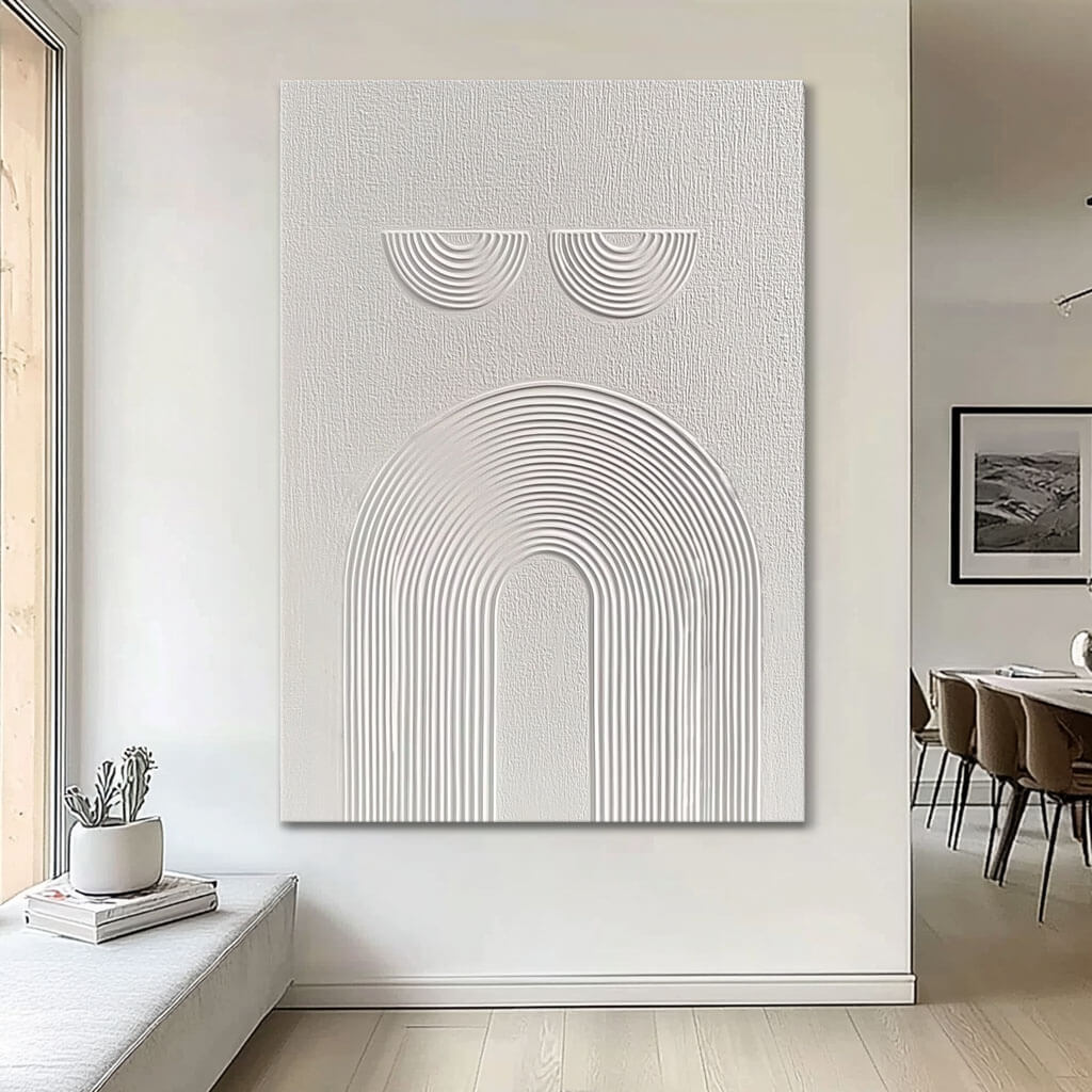 Abstract Minimalist Textured Line Art Painting - Elegant White Wall Decor by HuesArtLab - The Optimist - Hues Art Lab