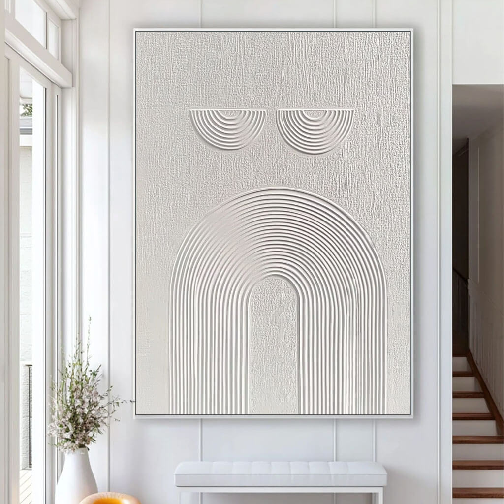 Abstract Minimalist Textured Line Art Painting - Elegant White Wall Decor by HuesArtLab - The Optimist - Hues Art Lab