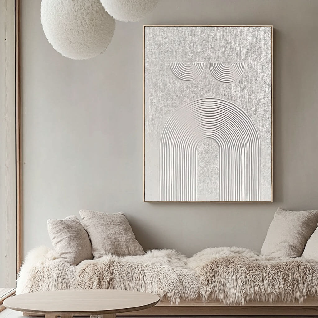 Abstract Minimalist Textured Line Art Painting - Elegant White Wall Decor by HuesArtLab - The Optimist - Hues Art Lab