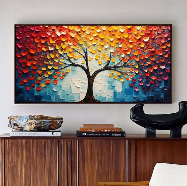 Colorful Tree of Life Painting - Vibrant Textured Wall Art - The Pleasant Trees - Hues Art Lab