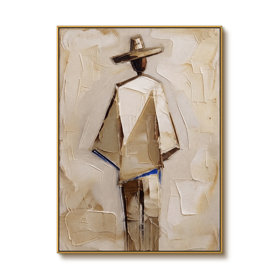 neutral Western cowboy wall art in cream beige and warm brown on a clean white background