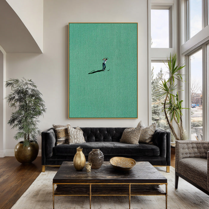 The Solitary Golfer minimalist golfer wall art by Hues Art Lab