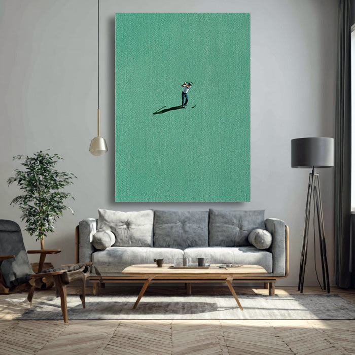 The Solitary Golfer gallery view of minimalist golfer canvas art