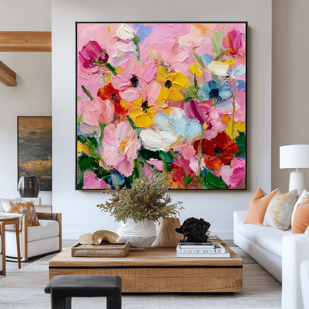 The Stroke of Passion large brushstroke impressionist floral wall art by Hues Art Lab