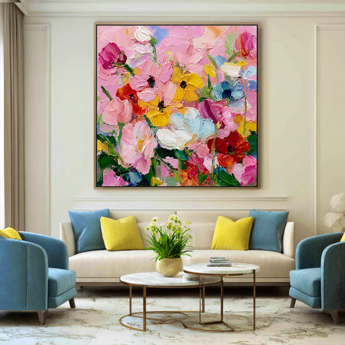The Stroke of Passion large colorful flower wall art for statement decor
