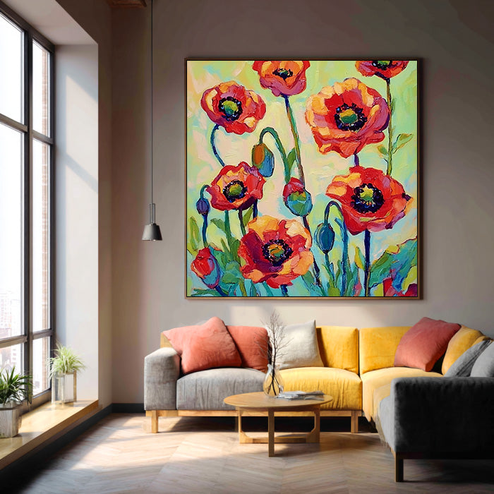 The Sweet Rebel large vibrant floral wall art for statement decor