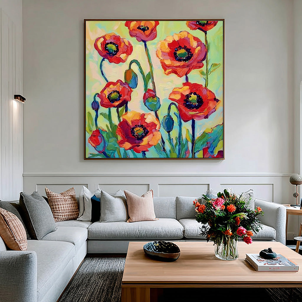 The Sweet Rebel hand painted flower painting with rebellious bright color