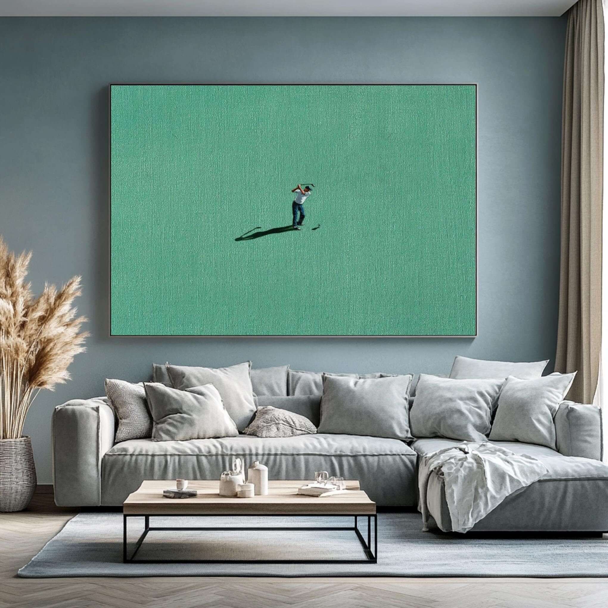 Contemporary Golf Wall Art - Figure on Green Canvas Art – Huesartlab