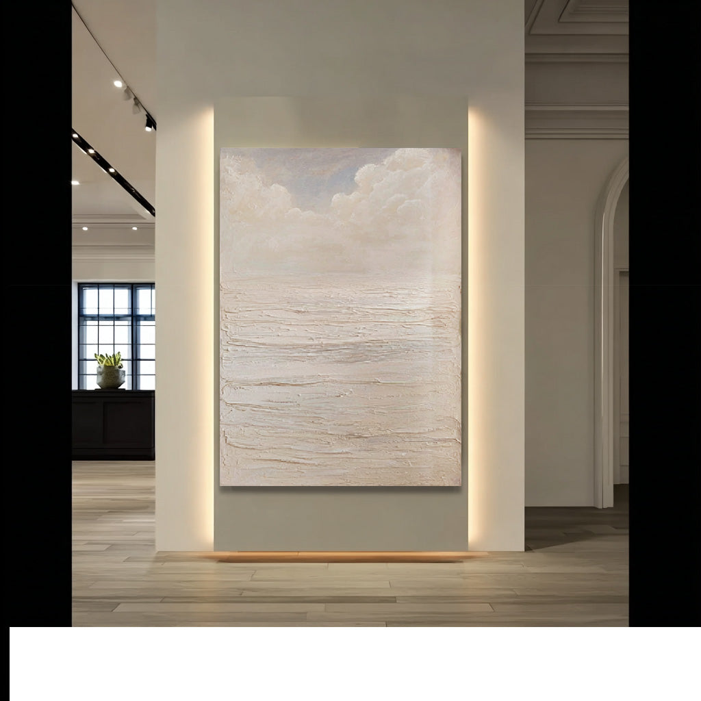 The White Sea textured painting with wave-like relief and quiet sea mood