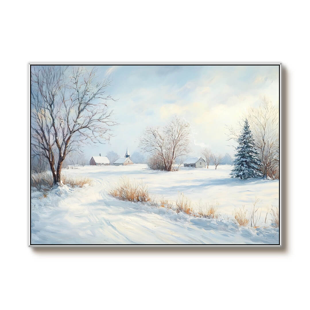 Snowscape Wall Art Painting - The White Veil - Hues Art Lab