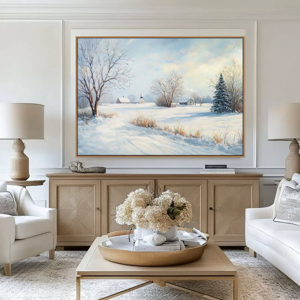 Snowscape Wall Art Painting - The White Veil - Hues Art Lab