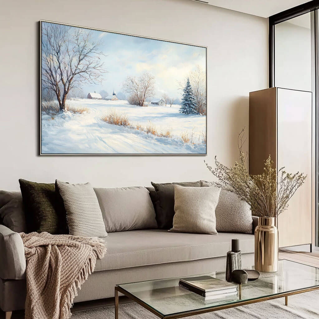 Snowscape Wall Art Painting - The White Veil - Hues Art Lab