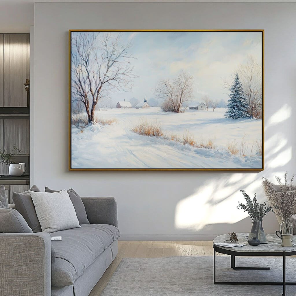 Snowscape Wall Art Painting - The White Veil - Hues Art Lab