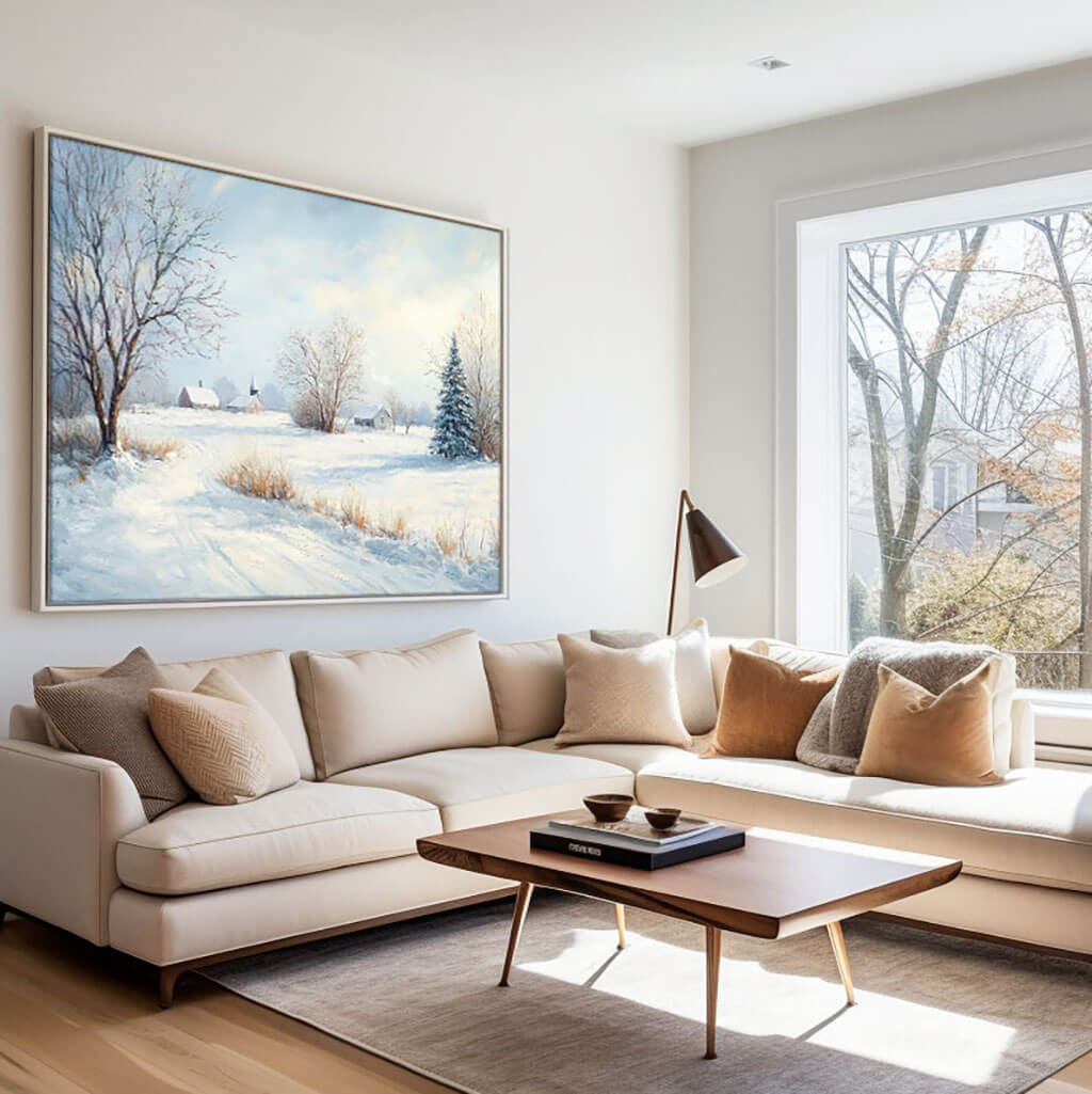 Snowscape Wall Art Painting - The White Veil - Hues Art Lab