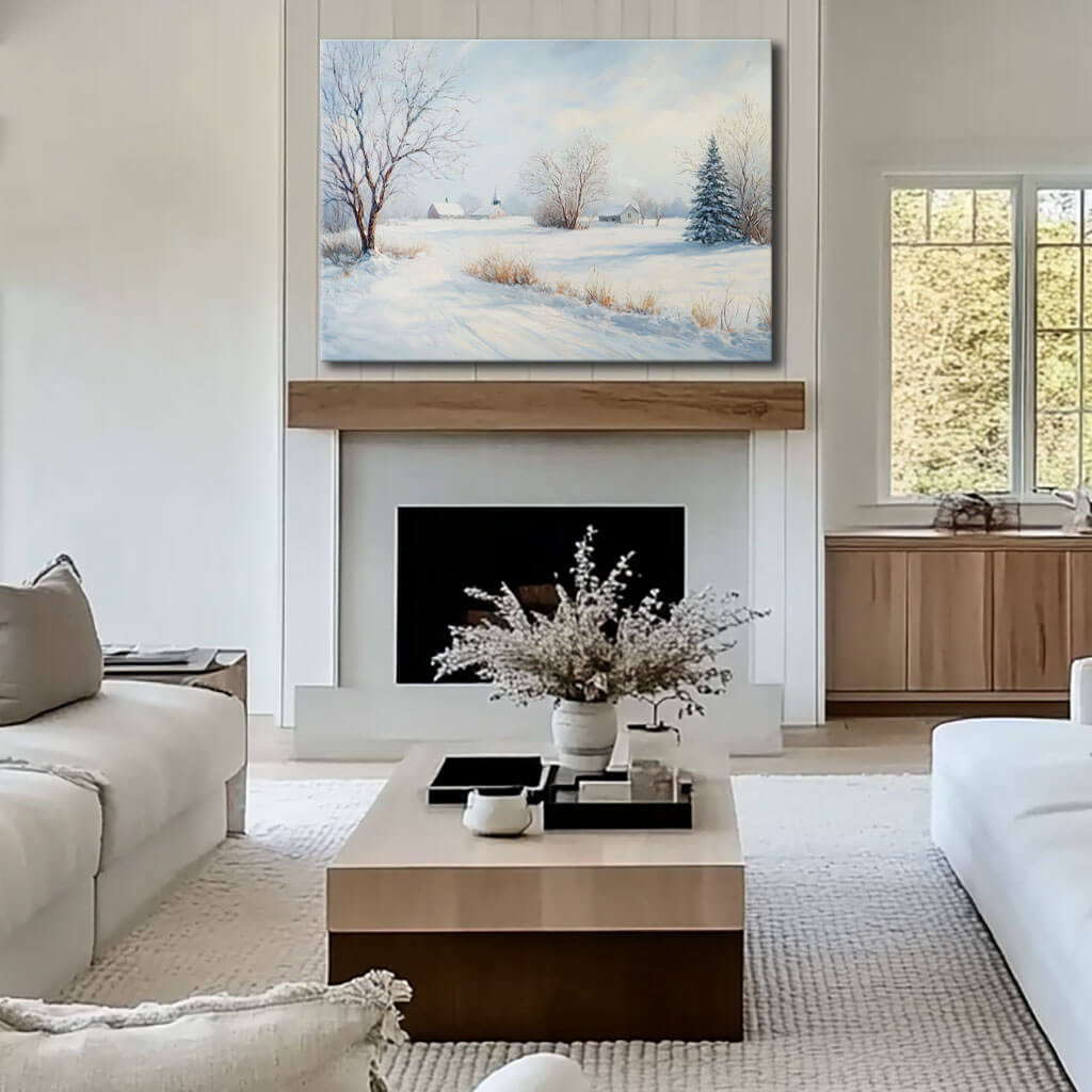 Snowscape Wall Art Painting - The White Veil - Hues Art Lab